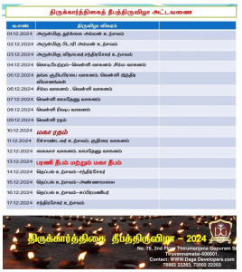 Tiruvannamalai Karthigai Deepam Festival 2024 - Complete Schedule